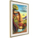 Poster Abstract Face - Portrait of a Woman Against the Background of Mountains and a Small Town 151151 additionalThumb 26