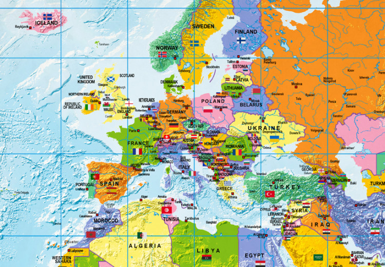 Leinwandbild Flaggen auf Kontinenten (1-teilig) - Bunte Weltkarte mit Schriftzug 95951 additionalImage 4