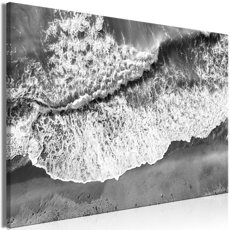 Wandbild Ozeanufer - SW-Foto mit Wellen, die gegen den Strand schlagen 115161 additionalImage 2