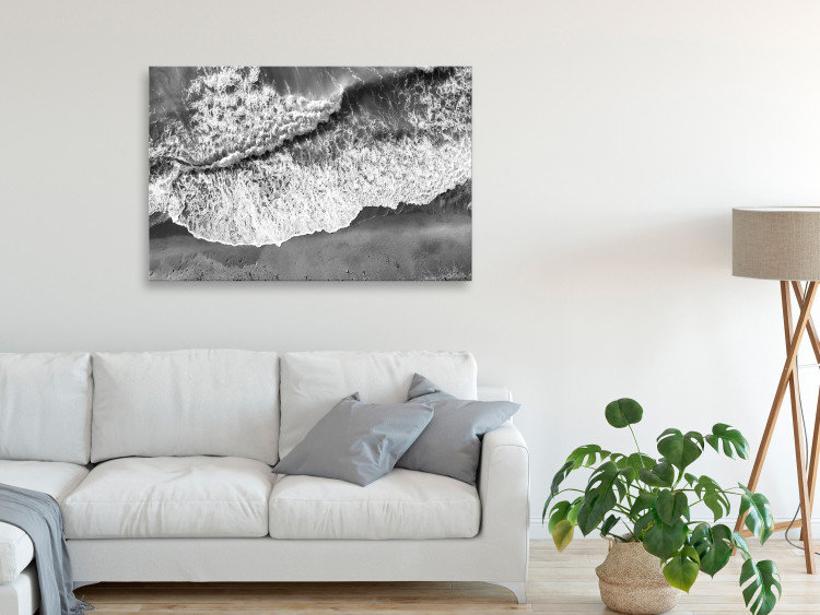 Wandbild Ozeanufer - SW-Foto mit Wellen, die gegen den Strand schlagen 115161 additionalImage 3