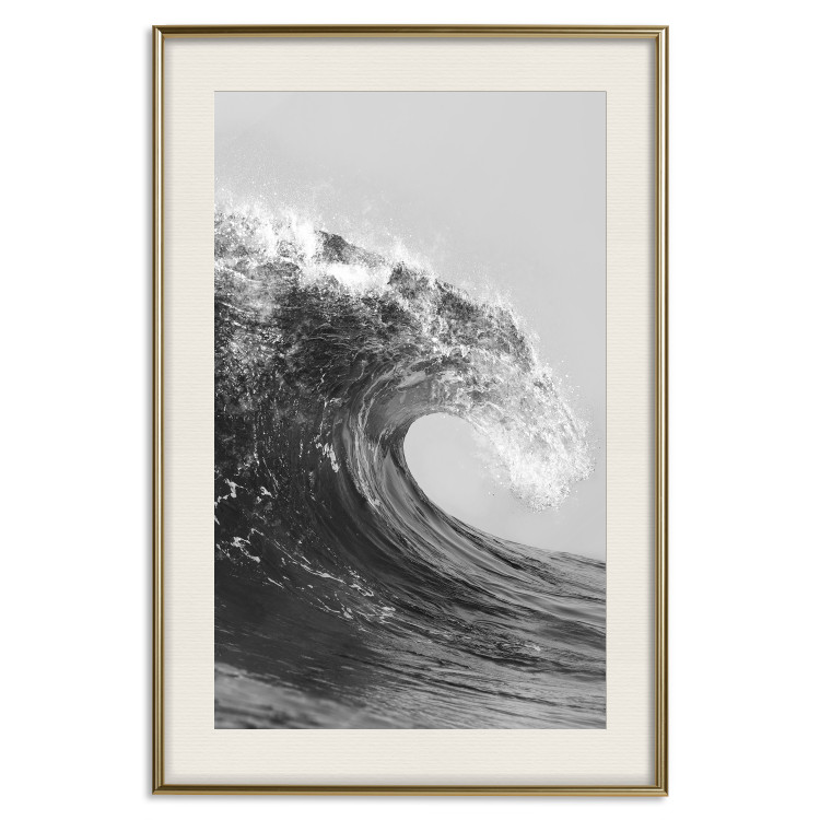 Poster Black and White Wave - Photo of Foaming Sea Water 145361 additionalImage 18