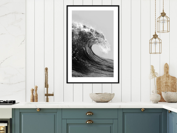 Poster Black and White Wave - Photo of Foaming Sea Water 145361 additionalImage 14