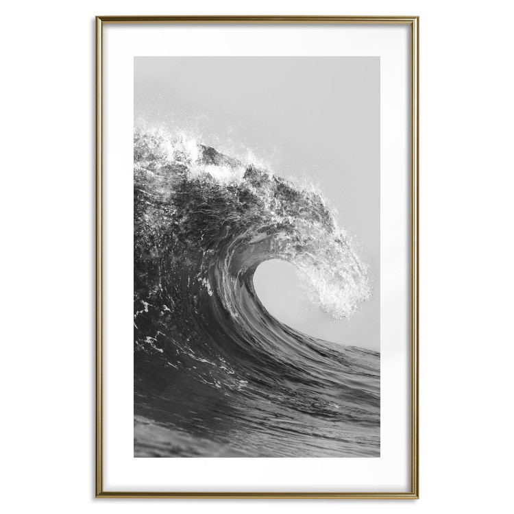 Poster Black and White Wave - Photo of Foaming Sea Water 145361 additionalImage 19
