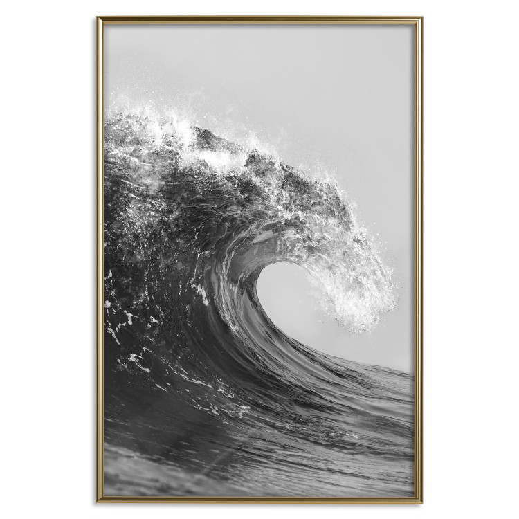 Poster Black and White Wave - Photo of Foaming Sea Water 145361 additionalImage 26