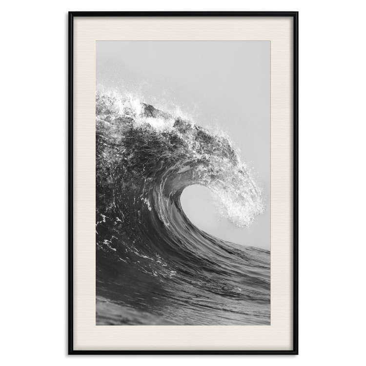 Poster Black and White Wave - Photo of Foaming Sea Water 145361 additionalImage 25