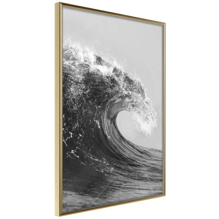 Poster Black and White Wave - Photo of Foaming Sea Water 145361 additionalImage 4