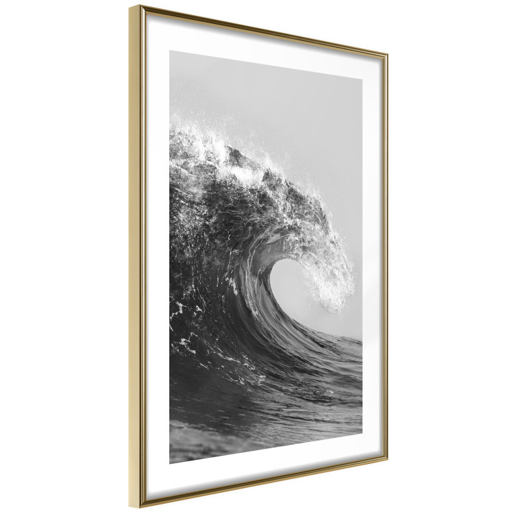 Poster Black and White Wave - Photo of Foaming Sea Water 145361 additionalImage 7