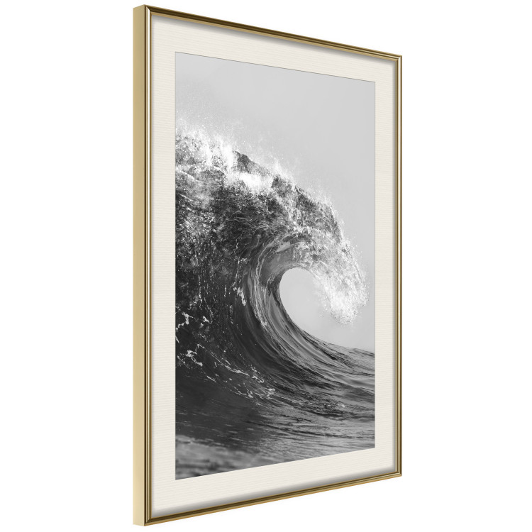 Poster Black and White Wave - Photo of Foaming Sea Water 145361 additionalImage 11