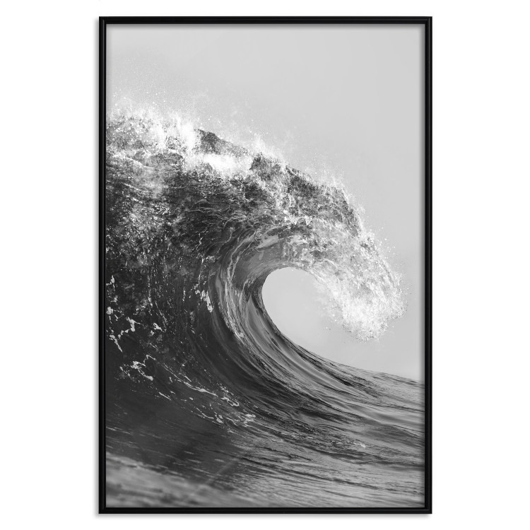 Poster Black and White Wave - Photo of Foaming Sea Water 145361 additionalImage 21