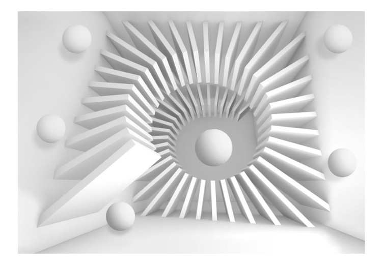 Fototapete Raumabstraktion - weiße räumliche Illusion eines 3D-Kreises mit Kugeln 60161 additionalImage 1