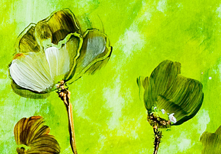 Leinwandbild Grüne Blumen (3-teilig) - Komposition mit dem Effekt einer Wiese 48571 additionalImage 3