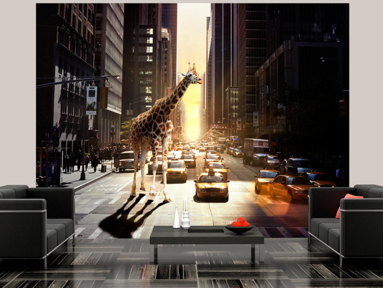 Fototapete New York - Tiermotiv mit Giraffe vor städtischer Architektur 61471
