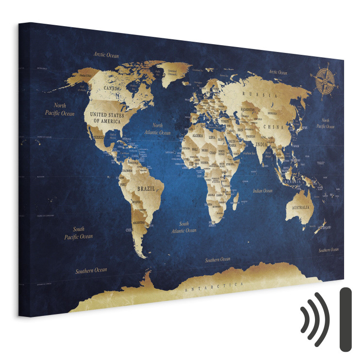 Leinwandbild World Map: The Dark Blue Depths 94571 additionalImage 8