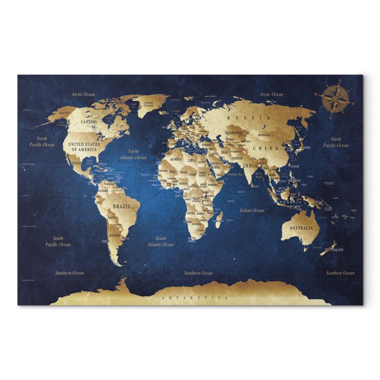 Leinwandbild World Map: The Dark Blue Depths 94571 additionalImage 7
