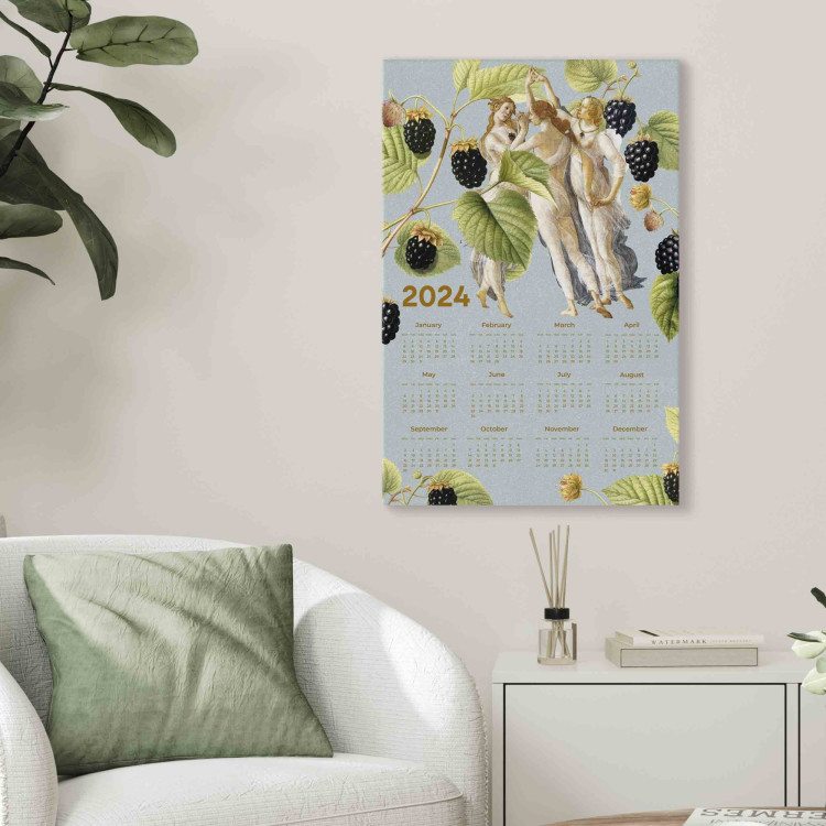 Leinwandbild Calendar 2024 - Three Graces on a Background Collage With Botanical Illustration 151881 additionalImage 9