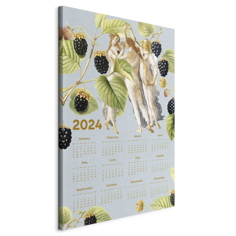 Leinwandbild Calendar 2024 - Three Graces on a Background Collage With Botanical Illustration 151881 additionalImage 2
