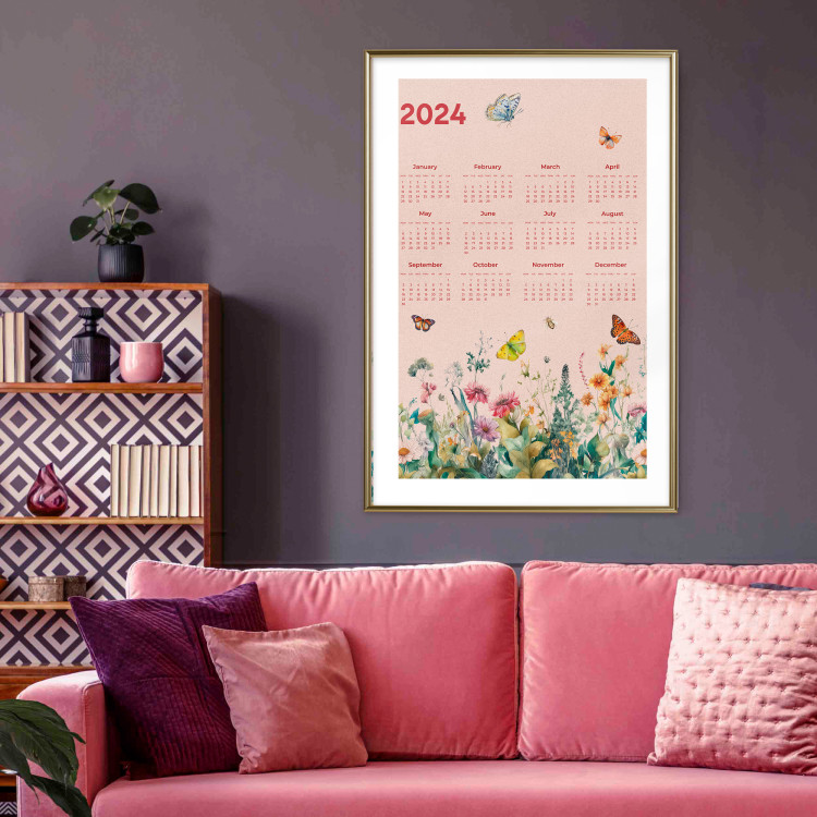 Poster Calendar 2024 - Beautiful Butterflies Flying Over a Flowery Meadow 151891 additionalImage 14