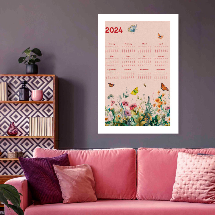 Poster Calendar 2024 - Beautiful Butterflies Flying Over a Flowery Meadow 151891 additionalImage 9