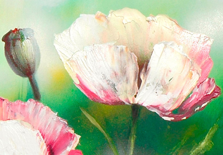 Leinwandbild Blumenwiese voll blasser Mohnblumen (3-teilig) - Blumen auf Gras 47391 additionalImage 4
