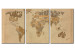 Bild auf Leinwand Weltkarte in Beige und Braun 55402