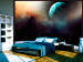 Fototapete Raum - Landschaft mit Weltraum und dunklem Himmel mit Blick auf Welt 60602