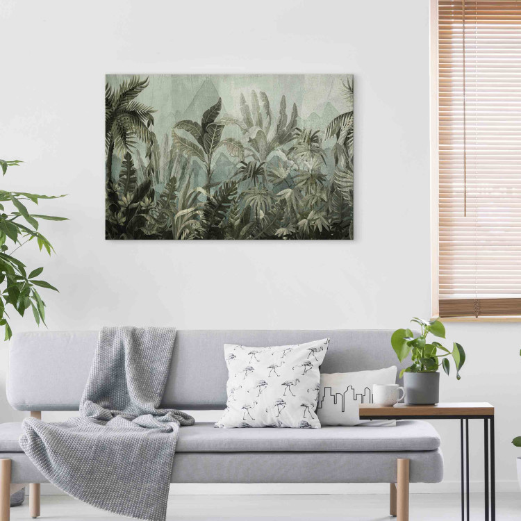 Wandbild Mountain jungle - dark green composition with leaves and trees 151222 additionalImage 9