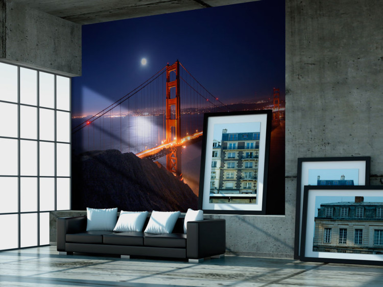 Fototapete Architektur von San Francisco - Golden Gate Bridge bei Nacht mit Mond 97222