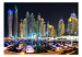 Vlies Fototapete Nacht in Dubai und Marina - Moderne Boote vor der beleuchteten Stadt 99122 additionalThumb 1