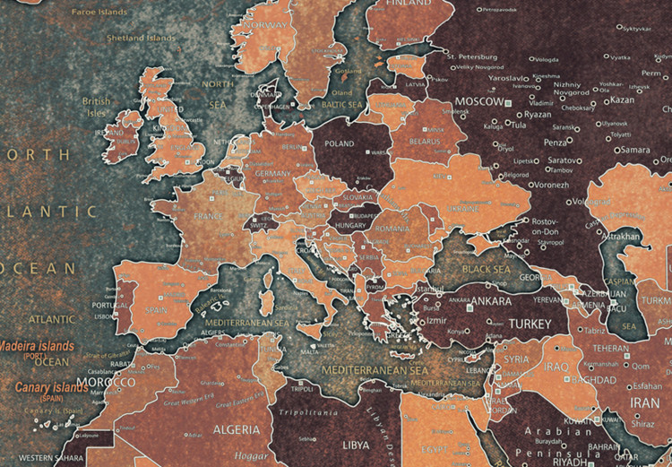 Bild auf Leinwand Vintage World Map (3 Parts) Green 118932 additionalImage 5