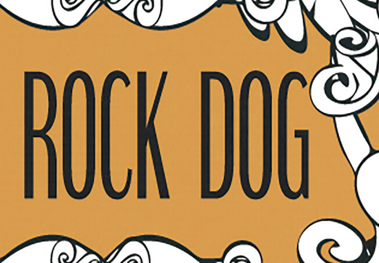 Leinwandbild Rock Hund – eine Komposition in einem original goldenen Rahmen mit Ornamenten und einem schwarzen Hund mit Brille mit englischen Inschriften 123632 additionalImage 4