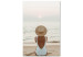 Bild auf Leinwand Frau im Hut am Strand - Meereslandschaft mit Sonnenuntergang 135852