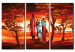 Leinwandbild Familienwanderung - eine afrikanische Familie mit Sonnenuntergang 49252
