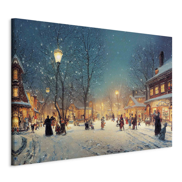 Wandbild Winter Town - Snowy Street Lit up With Retro Lanterns 151862 additionalImage 2