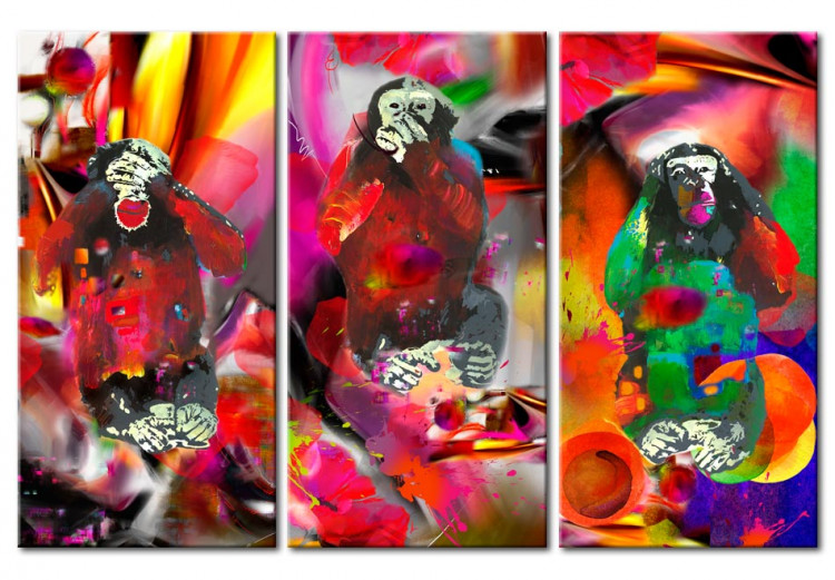 Wandbild Crazy Monkeys - triptych 88972
