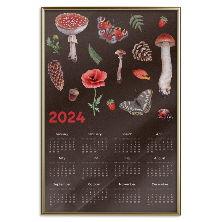Poster Calendar 2024 - Autumn Forest Composition on a Brown Background 151892 additionalImage 23