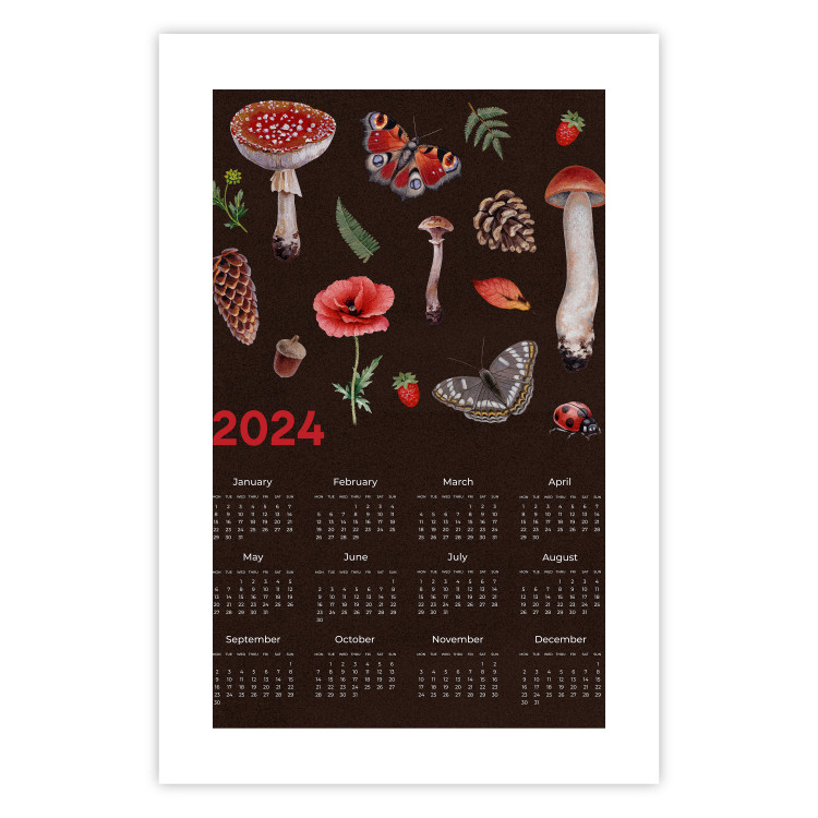 Poster Calendar 2024 - Autumn Forest Composition on a Brown Background 151892 additionalImage 21