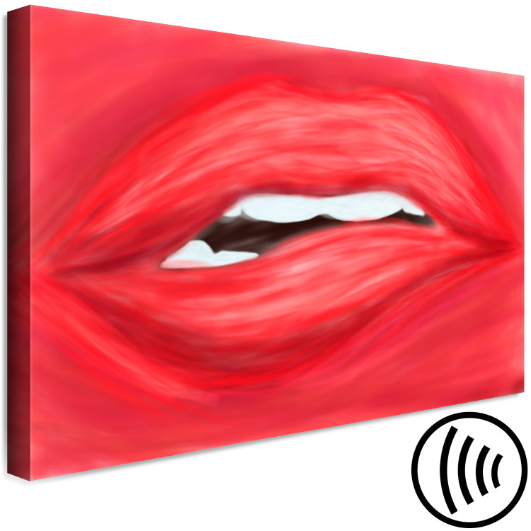Bild auf Leinwand Weibliche Lippen - halboffene Lippen auf einem hellroten Hintergrund 134613 additionalImage 6
