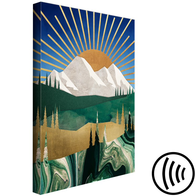 Leinwandbild Evening Memory - Graphics With a Sunset Against the Background of Mountains and Forests 145523 additionalImage 6