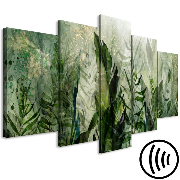 Wandbild Tropical Leaves - Plants in Dew Against a Background of Greenery in the Mist 151423 additionalImage 6