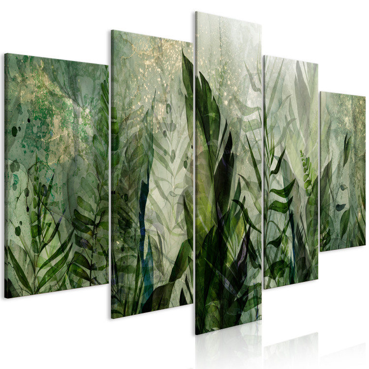 Wandbild Tropical Leaves - Plants in Dew Against a Background of Greenery in the Mist 151423 additionalImage 2