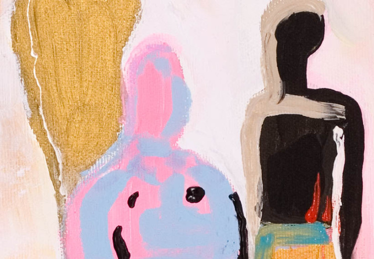 Leinwandbild Pastellfiguren (3-teilig) - Bunte Abstraktion mit Silhouetten 47143 additionalImage 4