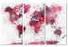 Bild auf Leinwand World Map: Red Watercolors (3 Parts) 107553