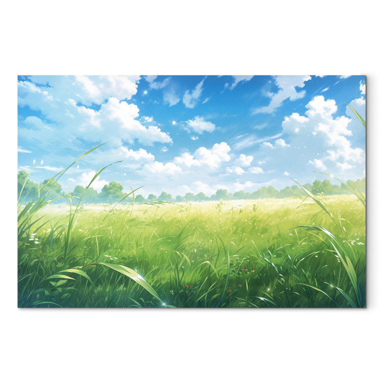 Leinwandbild Digital Landscape - A Spring Meadow in the Style of a Computer Game 150653