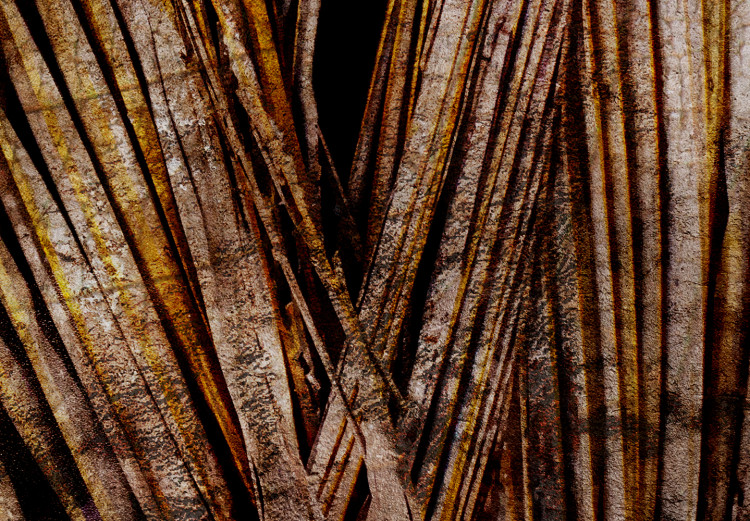 Bild auf Leinwand Goldene Palmen - vertikal, Kupferpalmblätter auf schwarzem Hintergrund 134973 additionalImage 4