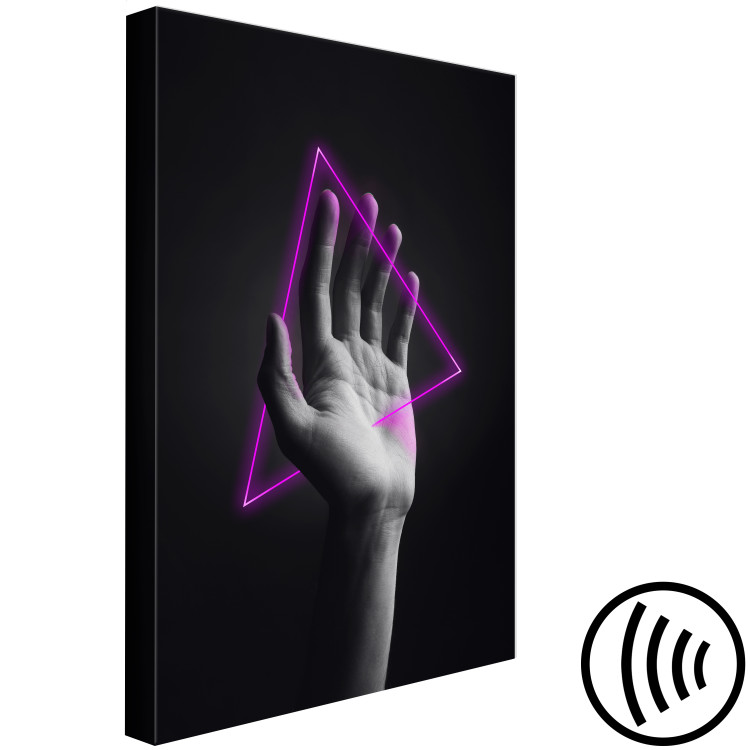 Bild auf Leinwand Dreieck in der Hand - Komposition mit einer Neonfigur in einer Hand 125083 additionalImage 6