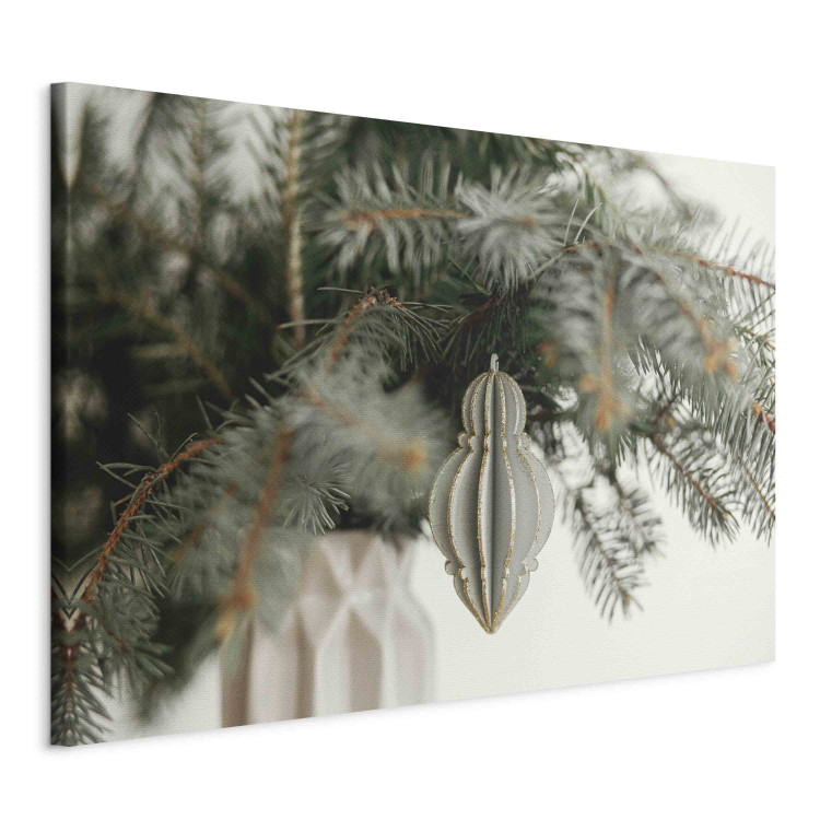 Bild auf Leinwand Christmas Decoration - Paper Ornament on Spruce Branches 151683 additionalImage 2