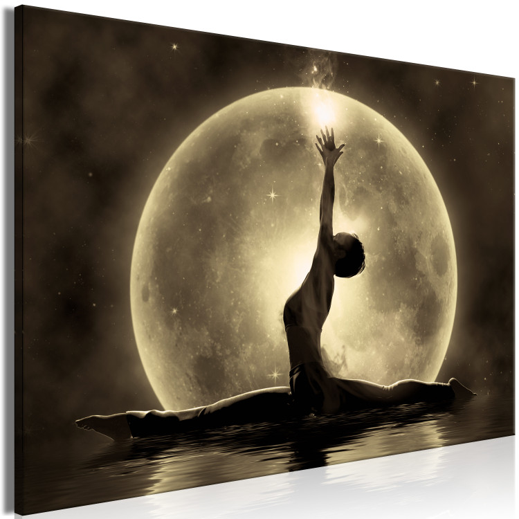 Bild auf Leinwand Nach den Sternen greifend - Motiv mit Ballerina, Wasser und Mond 122914 additionalImage 2