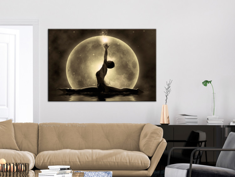 Bild auf Leinwand Nach den Sternen greifend - Motiv mit Ballerina, Wasser und Mond 122914 additionalImage 3