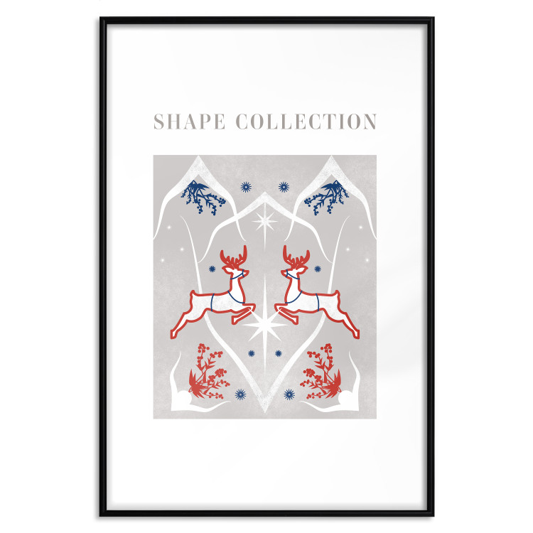 Wandposter Festive Shapes - Jumping Deer and Blue Holly 148024 additionalImage 24