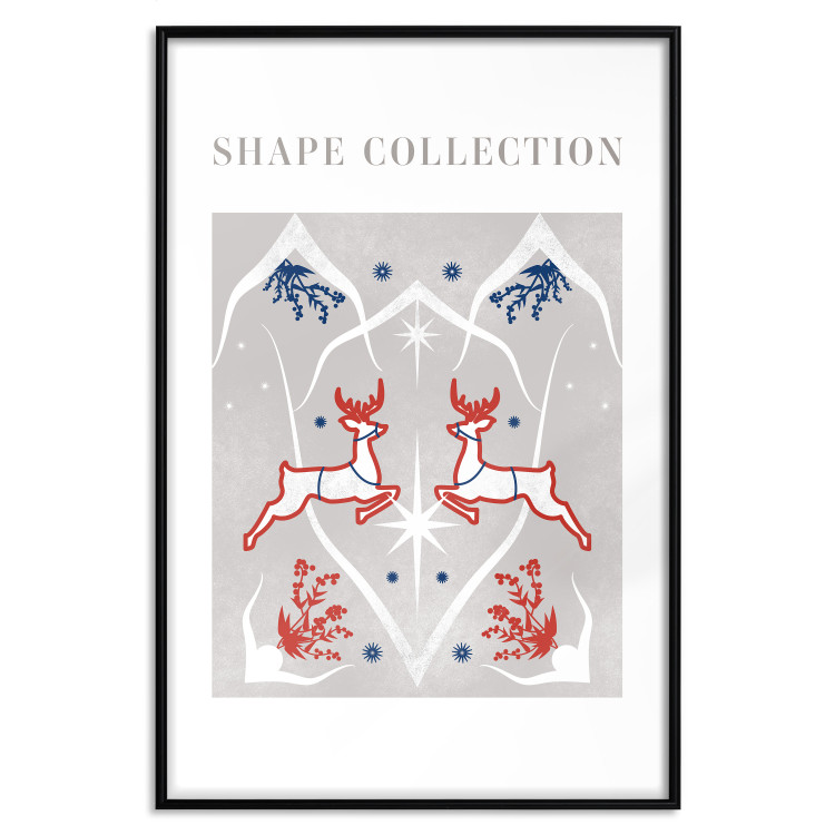 Wandposter Festive Shapes - Jumping Deer and Blue Holly 148024 additionalImage 21